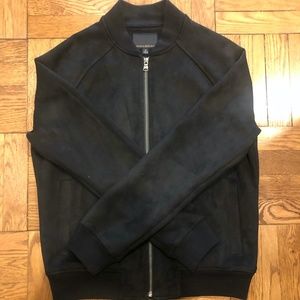 Black Vegan Suede Bomber Jacket - LIKE NEW!